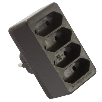 As Schwabe EuroStecker 4fach, schwarz (ohne KiSi) 48412