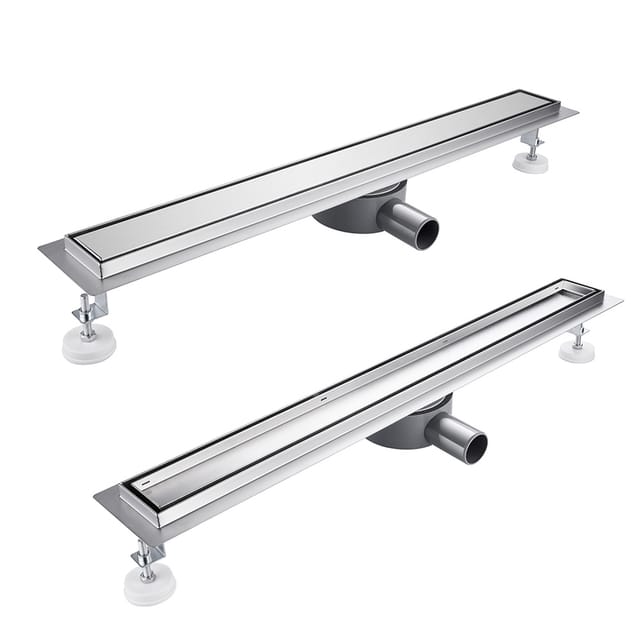 Duschrinne 60 cm Befliesbar 360 Grad Siphon Edelstahl komplettset Duschablauf Extra Flach Herausnehmbaren mit Haarsieb Linearer Duschabfluss