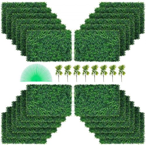 Künstliche Pflanzenwand 24 Stk. 24 X 16 Zoll, Sichtschutz Hecke Künstlich Grün, Künstliche Buchsbaumplatte Pe, Sichtschutz Kunstpflanzen 60 X 40 Cm, Sichtschutzhecke Wanddekoration Pflanzenwand - Vevor
