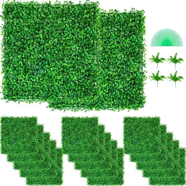Künstliche Pflanzenwand 48 Stk. 10 X 10 Zoll, Sichtschutz Hecke Künstlich Grün, Künstliche Buchsbaumplatte Pe, Sichtschutz Kunstpflanzen 25 X 25 Cm Sichtschutzhecke Wanddekoration Pflanzenwand - Vevor