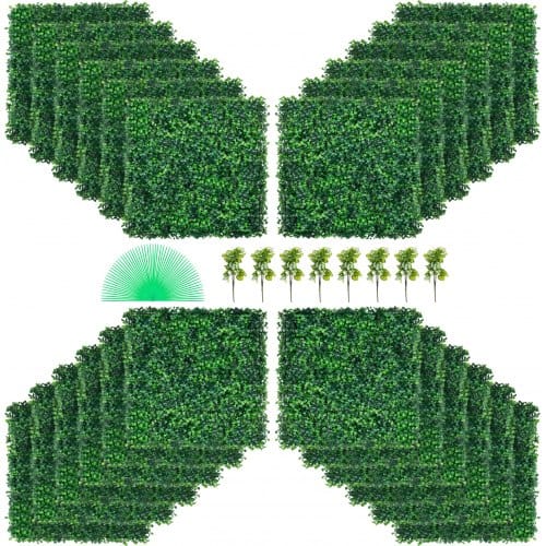 Künstliche Pflanzenwand 24 Stk. 20 X 20 Zoll, Sichtschutz Hecke Künstlich Grün, Künstliche Buchsbaumplatte Pe, Sichtschutz Kunstpflanzen 50 X 50 Cm Sichtschutzhecke Wanddekoration Pflanzenwand - Vevor