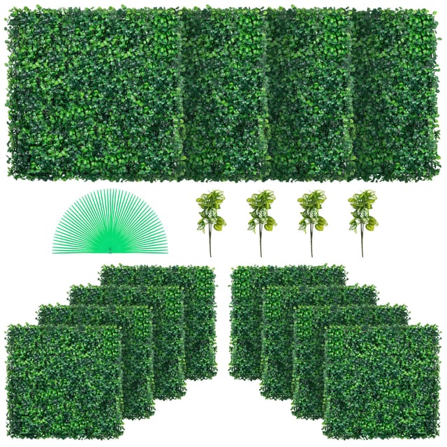 Künstliche Pflanzenwand 12 Stk. 20 X 20 Zoll, Sichtschutz Hecke Künstlich Grün, Künstliche Buchsbaumplatte Pe, Sichtschutz Kunstpflanzen 50 X 50 Cm Sichtschutzhecke Wanddekoration Pflanzenwand - Vevor