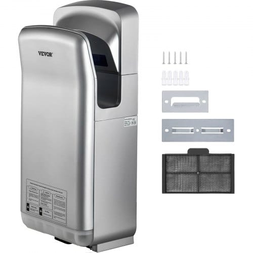 Händetrockner 2kw Kommerzieller Elektrischer Händetrockner Hepa-filter Wandhandtrockner Luftgeschwindigkeit 100m/s Händeföhn 8 -10 Sekunden Zum Trocknen Silber Für Flughäfen Büros Schulen Usw. - Vevor