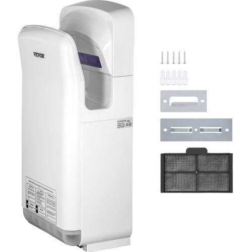Händetrockner 2000w Kommerzieller Elektrischer Händetrockner Hepa-filter Wandhandtrockner Kohlebürstenmotor Händeföhn Weiß Luftgeschwindigkeit 100m/s Ideal Für Flughäfen Büros Einkaufszentren - Vevor