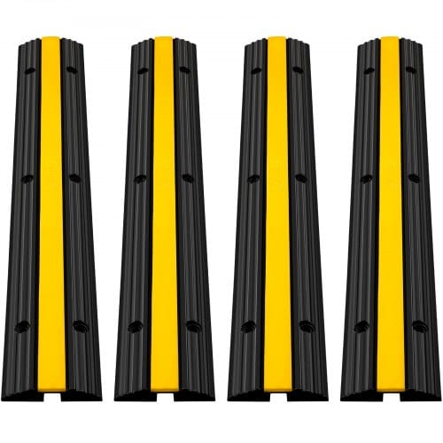 4er-pack 1-kanal-kabelschutzrampen Aus Gummi, Strapazierfähig, 8.600 Kg Tragkraft, Kabelabdeckung, Rampe, Bremsschwelle, Auffahrt, Schlauch, Kabelrampe, Schutzhülle (4er-pack, 1-kanal) - Vevor