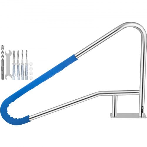 Vevor Pool Haltegriff Edelstahl 139,7x81,2 Cm Schwimmbad-handlauf 113 Kg Traglast Einstiegshilfe Pool 4,8 Cm Griffbogen Mit Griffbezug Treppe Für Pool Für Schwimmbäder Schräglagen Spa Wasserpark