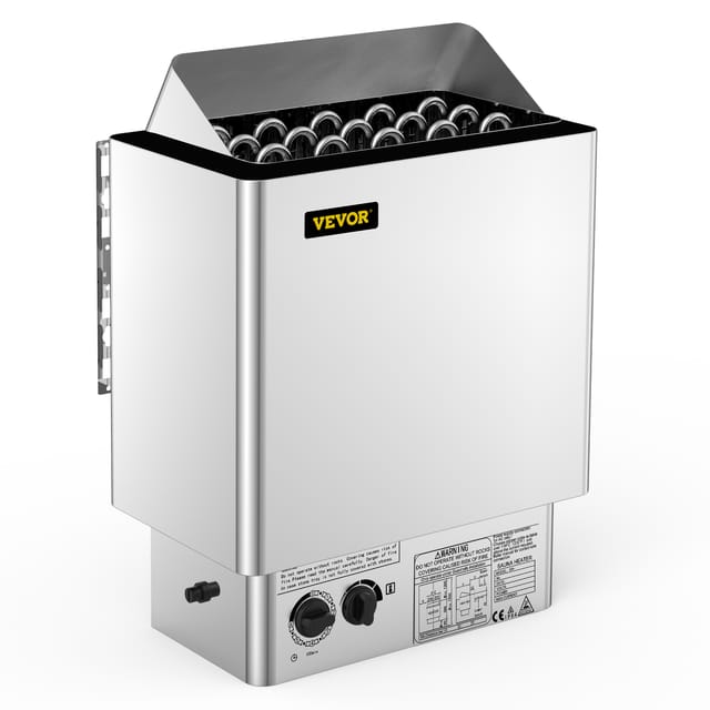 Saunaofen 9 Kw, Sauna Elektroherd 380 V - 415 V, Edelstahlsaunaofen 20 Kg Saunasteine, Elektrischer Saunaofen 2 Modi (temperatur, Zeit), Für 9-13 M³ Saunaraum, 190 Cm Höhe, Mit Wandhalterung - Vevor