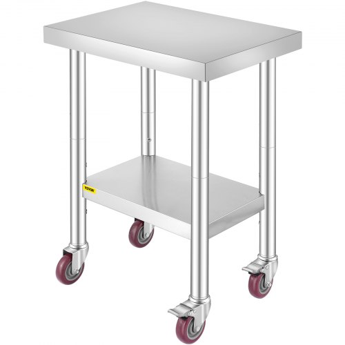 Arbeitstisch 24 'x 18' X 34 ' Edelstahl Catering Arbeitstisch 100 Kg Für Belastbarkeit Lebensmittel Zubereitungstisch Gewerbliche Arbeitstisch Für Küche Bar Restaurantar 4 Verstellbare Füße - Vevor