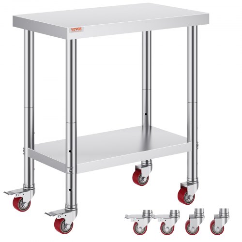 Arbeitstisch 30' X 18' X 34' Edelstahl Catering Arbeitstisch Etwas 150 Kg Für Belastbarkeit Lebensmittel Zubereitungstisch Gewerbliche Arbeitstisch Für Küche Bar Restaurantar 4 Verstellbare Füße - Vevor