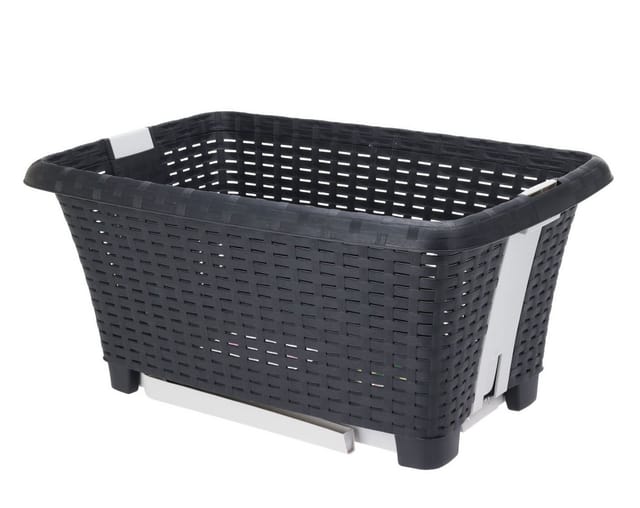Spetebo - Wäschekorb mit klappbaren Füßen 60 x 40 cm - schwarz - Kunststoff Stand Wäschebox Korb