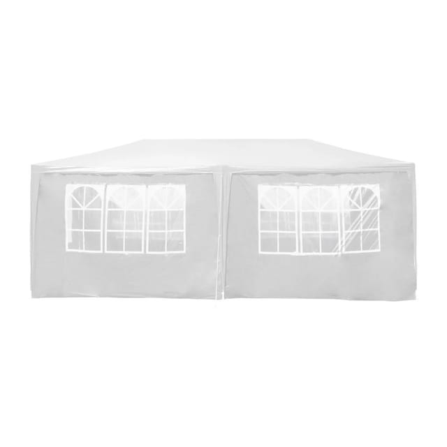 Wiltec - Pavillon 3 x 6 m in Weiß mit UV-Schutz 50+, Gartenpavillon mit aufrollbaren Seiten, Partyzelt mit Fenstern für z. b. Terrasse und Festival