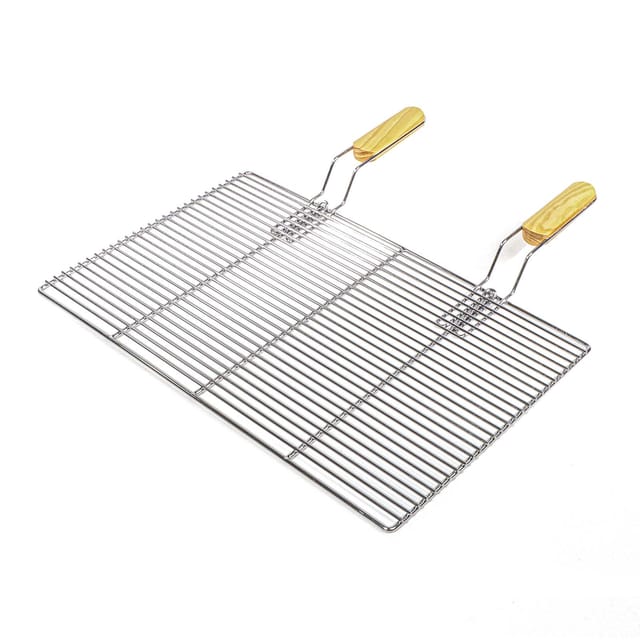 Bbq Grillrost Eckig 67x40cm aus Hochwertigem Edelstahl mit Handgriffen für Gasgrill, Kugelgrill usw.