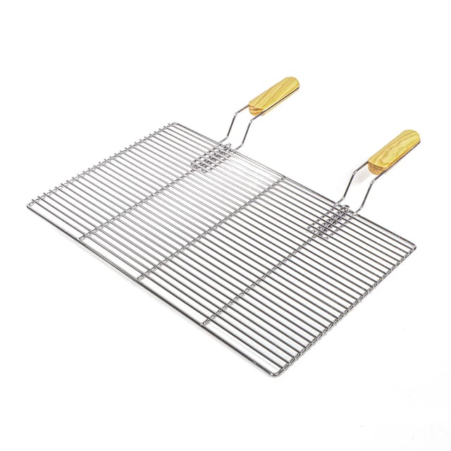 Bbq Grillrost Eckig 54x34cm aus Hochwertigem Edelstahl mit Handgriffen für Gasgrill, Kugelgrill usw.