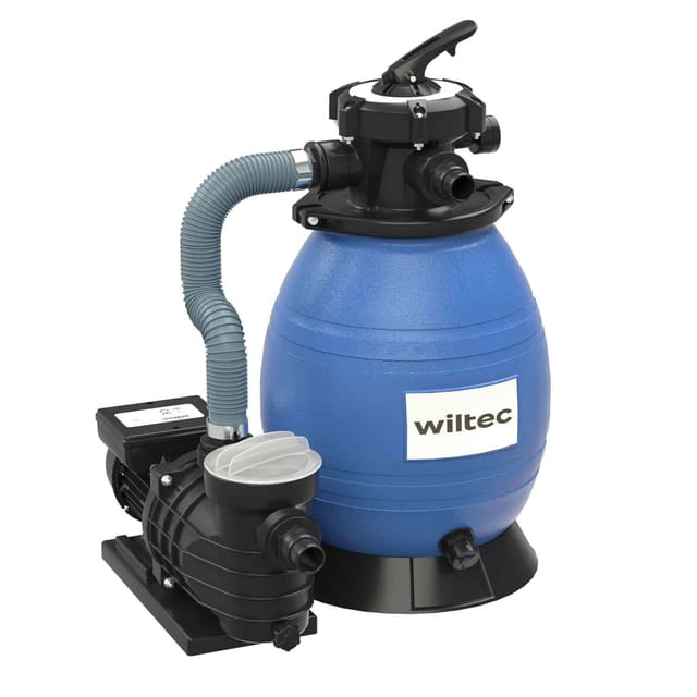 Wiltec Sandfilteranlage 370 W mit 26l Filtertank und selbstansaugender Pumpe 13200 l/h, Sandfilterpumpe, Pool-Pumpe