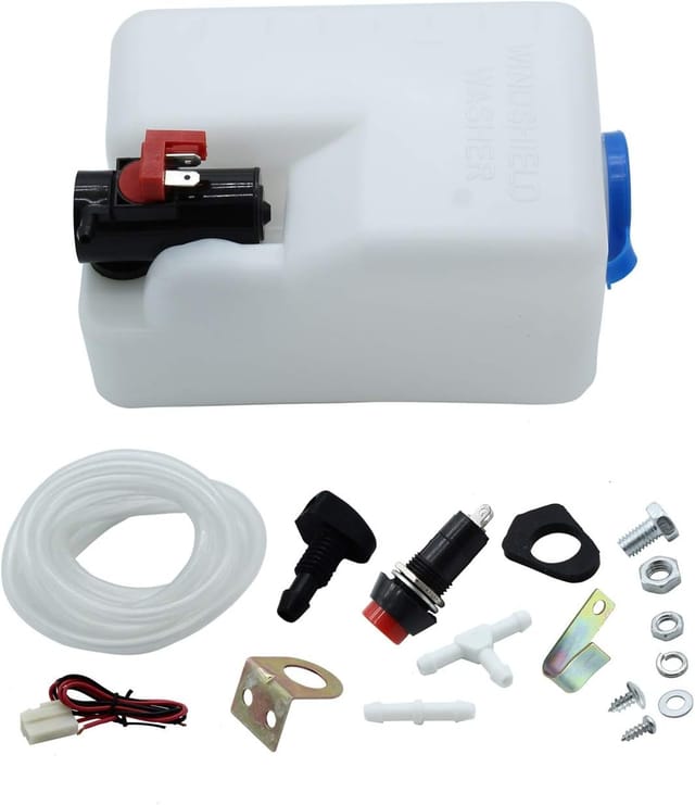 Aougo - Universelles 12-V-Windschutzscheiben-Waschpumpen-Flaschen-Reservoir-Set, Scheibenwascher-Flasche