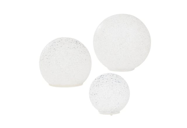 LED Leuchtball warm weiß 3er Set - 8 / 12 / 15 cm - Leuchtkugel Lichterball Kugelleuchte in Perlen Optik Batterie betrieben - Tisch Deko Weihnachten