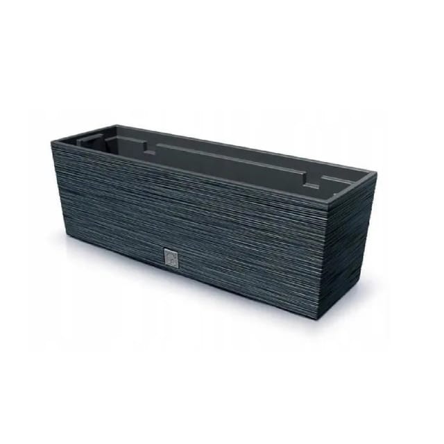 Anthrazitfarbenes Pflanzgefäß mit Behälter, Kollektion FURU, 58 x 18 x 19,5 cm, Fassungsvermögen 12 L.