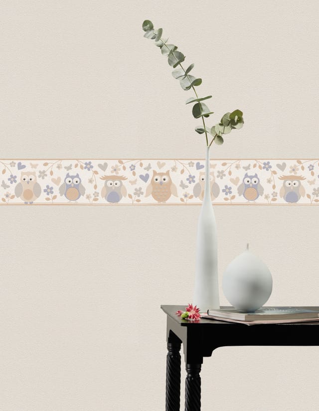 Rasch Vliesborte 459210 Kids & Teens eulen beige 5 x 0,1667 m Wandtapete