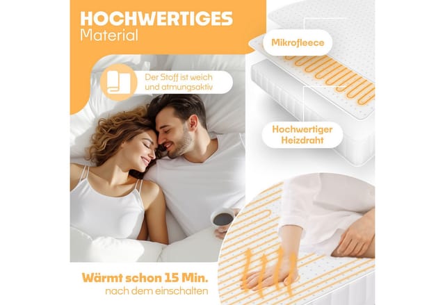 KESSER® Wärmeunterbett mit Abschaltautomatik Fernbedienung Heizdecke mit 3 Temperaturstufen Wärmebettunterlage fürs Bett Matratzenheizung Wärmedecke aus weichem Vlies Heizkissen