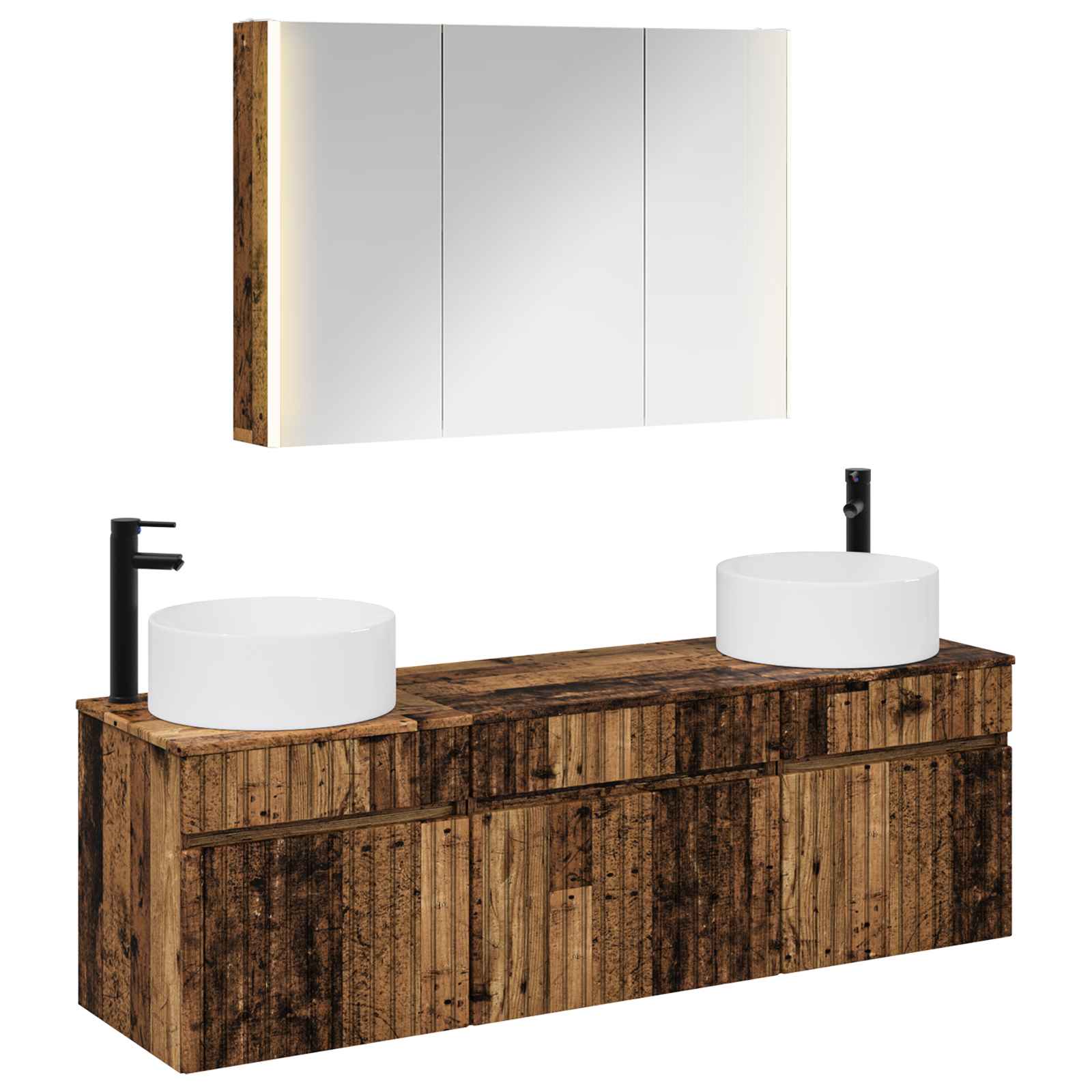 Badezimmerschrank-set 4 Stk. Altholz Holzwerkstoff Vidaxl