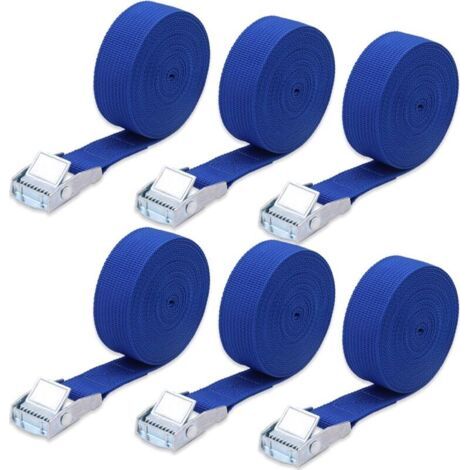 6 Stück 4 M X 2,5 Cm Ratschen-zurrgurte, Robuste, Verstellbare Zurrgurte, Klauengurte Mit Feststellschnalle Für Auto, Motorrad, Anhänger, Gepäckträger (blau)