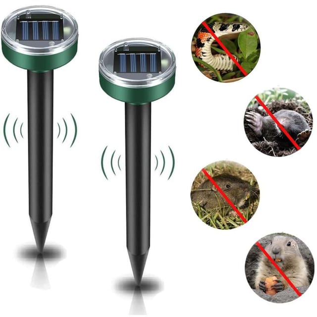 Ultraschall-solar-maulwurfabwehrgerät, 2 Ultraschall-maulwurfabwehrspitzen, Wühlmaus- Und Schlangenabwehrgerät.