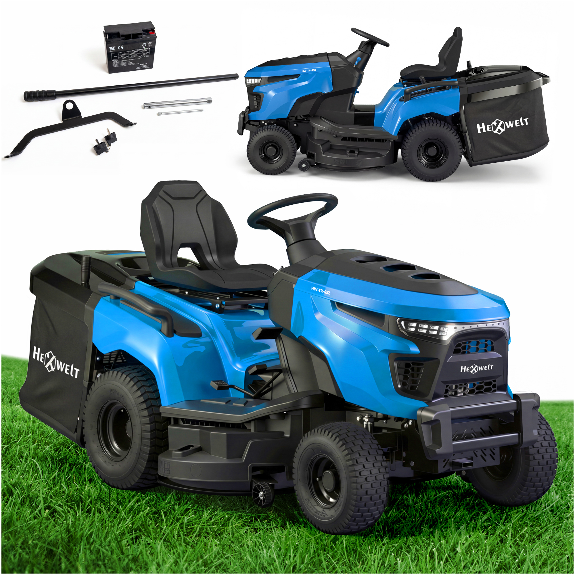 Hw-tr-452 Garten-traktor 452 Cm³ 12,4 Ps Hydrostatischer Antrieb 97 Cm 250l Fangkorb Loncin Voltouri