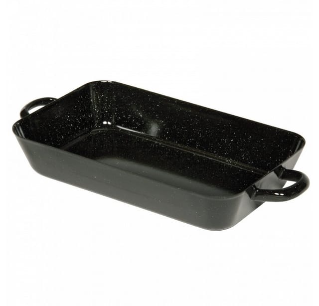 Riess Profi Bratpfanne Email, schwarz, mit Griff, Länge: 260 mm