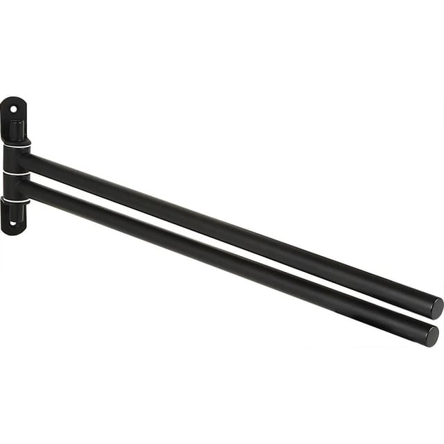 Technik Team - Technik-Team Handtuchhalter 2 armig schwenkbar Bulon - Handtuch Halter für die Wand - Handtuchhalterung, Stahl schwarz matt