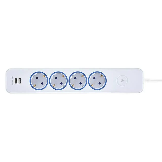 Blaupunkt Steckdosenleiste 4-fach 2m 2 x USB Anschlüssen, Touch-Schalter Steckdosenleiste