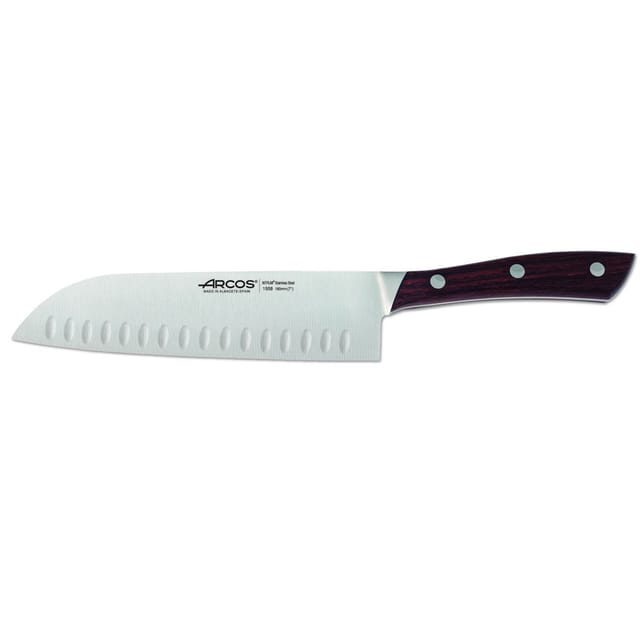 Santokumesser Arcos Natura 155810 in Nitrumstahl, Mango in Palisander und 18 cm in Klinge im Etui