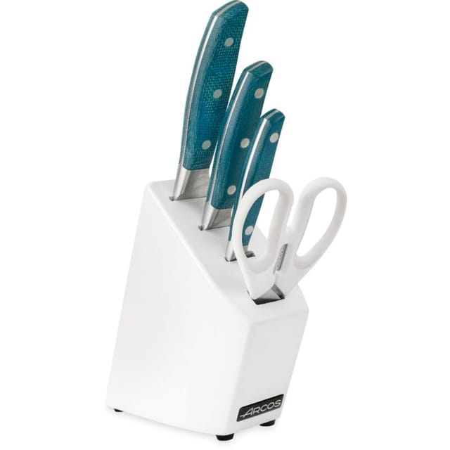 Brooklyn kitchen set - Set bestehend aus den Grundlagen für eine gut ausgestattete Küche. Alles ist in einem weiß lackierten Holzblock aus Gummi