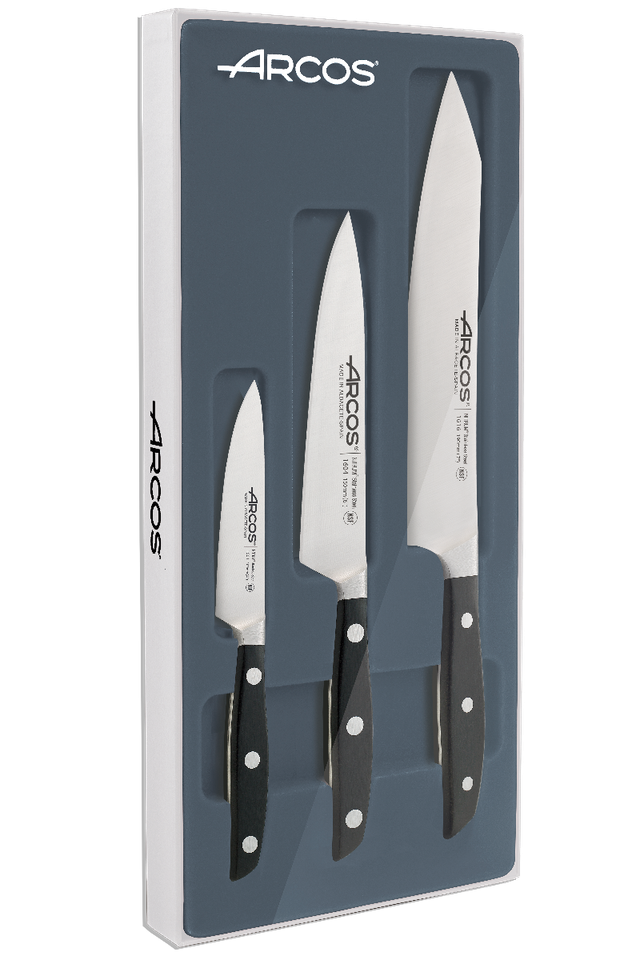 Arcos 3-teiliges Küchenmesserset Mahatthan Serie mit NITRUM® Edelstahlklinge