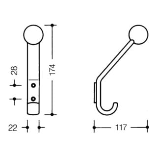Garderobenhaken 477.90.080 einfach A.116mm PA 99 reinweiß H.172mm HEWI