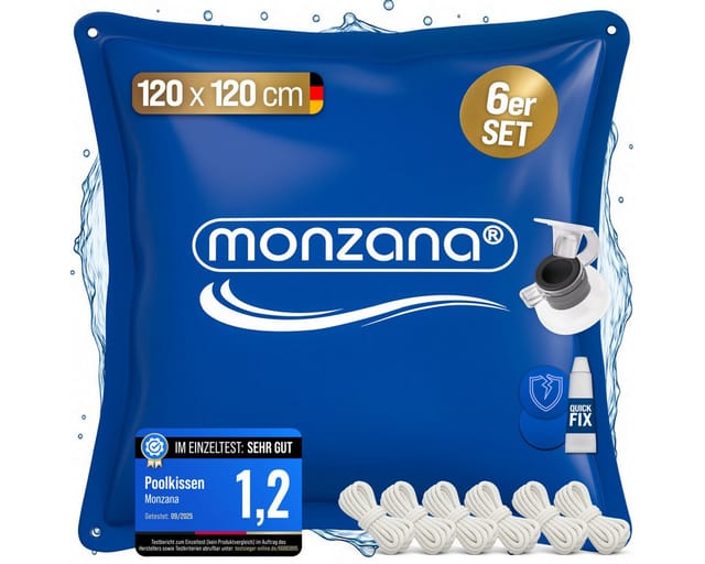 Monzana® Poolkissen Winter Chlorbeständig Seil Pvc Verstärktes Material Bis -20°c Doppelnaht Sicherheitsventil 4 Ösen Luftkissen Pool Abdeckung 6x 120x120cm Poolkissen