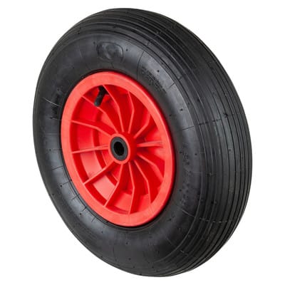 Bs Rollen - bs Luftrad D15, Rad-Ø 400 mm, Radbreite 100 mm, Tragkr. 160 kg, Rollenlager, Lauffl. Gummi schwarz, Rillenprofil, Nabenlänge 75 mm,