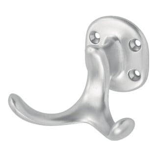 Hermeta - Mantelhaken 0029 zweifach Ausladung 60 mm Aluminium silberfarbig eloxiert Höhe 47 mm