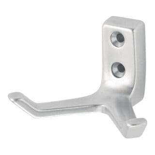 Mantelhaken 0033 zweifach Ausladung 55 mm Aluminium silberfarbig eloxiert Höhe 43 mm