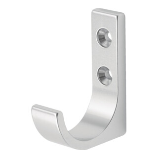 Hermeta - Mantelhaken 0149 einfach Ausladung 51,5 mm Aluminium silberfarbig eloxiert Höhe 65 mm