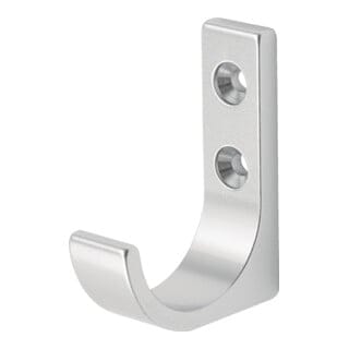 Hermeta - Mantelhaken 0149 einfach Ausladung 51,5 mm Aluminium silberfarbig eloxiert Höhe 65 mm