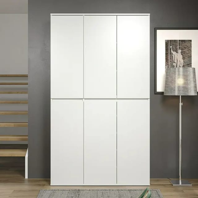 Nevada Kleiderschrank 6 Türen, weiß.
