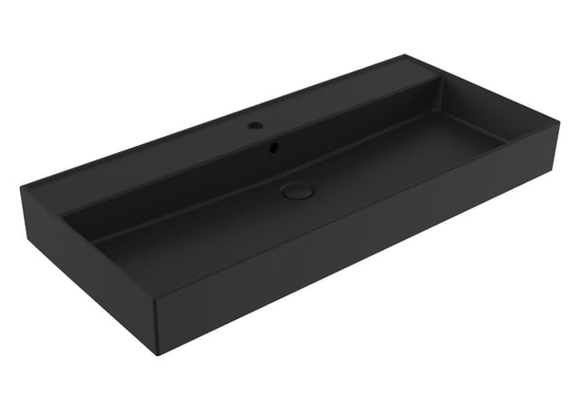 Bäder Boutique - sat edgy Waschbecken 100 cm eckig, schwarz matt