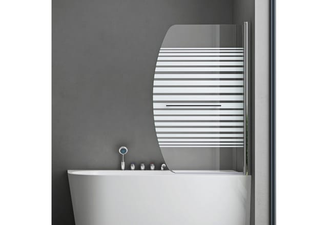 Doporro 90x140 cm Design-Duschwand für Badewanne Badewannenaufsatz Duschabtrennung 6mm ESG-Sicherheitsglas teilsatiniert inkl. NANO-Beschichtung