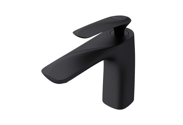 doporro Design Wasserhahn Bad Schwarz Matt Waschtischarmatur für Waschbecken Waschbeckenarmatur Bad 16,5 cm hoch