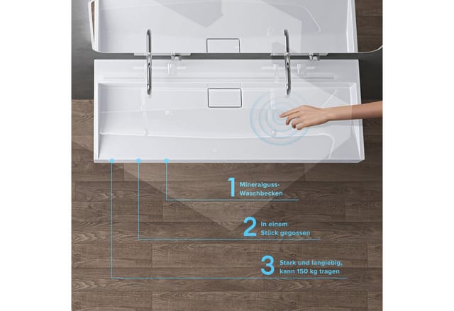 Doporro - Waschbecken Aufsatzwaschbecken Hängewaschbecken Waschtisch Mineralguss-Waschbecken Colossum19 50cm ohne Armaturloch weiß matt inkl.