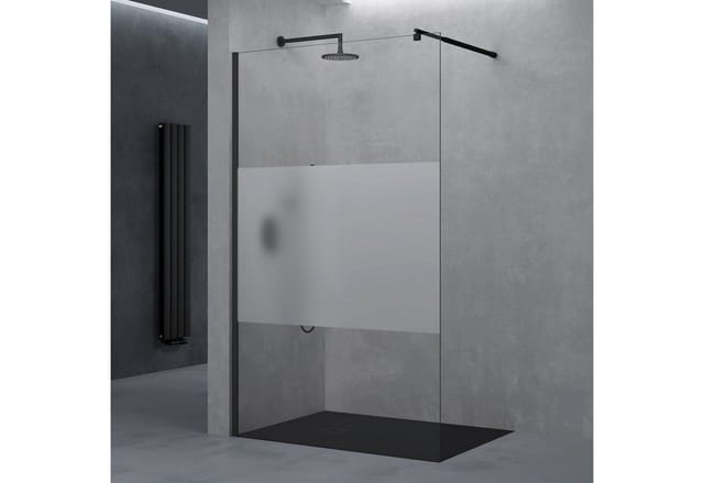 Duschwand Duschtrennwand 50x200 Walk-In Dusche mit Stabilisator aus Echtglas 10mm ESG-Sicherheitsglas Teilsatiniert inkl. Nanobeschichtung - Doporro