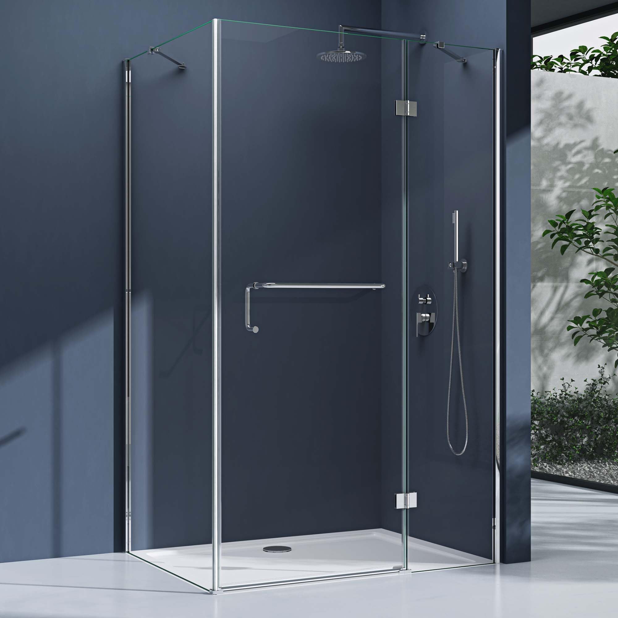 Duschkabine Dusche Eck-Duschkabine Eckdusche Rav04K 90x110x190cm Glasdusche ESG-Sicherheitsglas Klarglas inkl. Easy-Clean-Beschichtung - Doporro