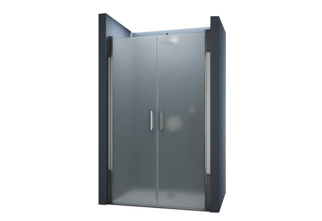 Doporro Nischentür 78,5cm - 83,5cm Nischendrehtür Duschabtrennung Teramo24VS 195cm ESG-Sicherheitsglas Duschtür satiniert Drehtür mit Hebe- und
