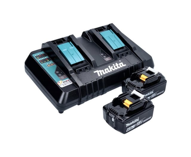 Makita Power Source Kit 18 V mit 2x BL 1860 B Akku 6,0 Ah + DC 18 RD Doppelladegerät ( 199484-8 )