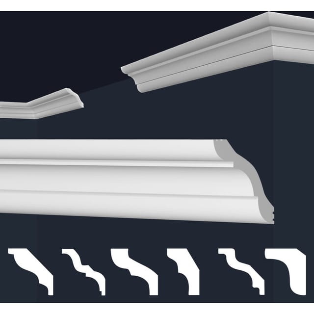 Marbet Design - Stuckleisten xps Styropor weiß 2 Meter Deckenleisten Wandleisten E-Leisten Modelle: E-41 / 40x40mm, 1-Innenecke / 1-Außenecke